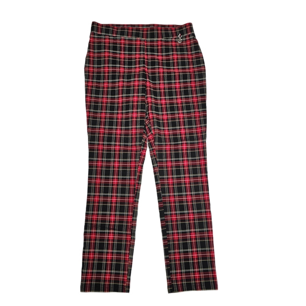 Tommy Hilfiger Women's Plaid Ankle Length Pants in Red and Black Size 12